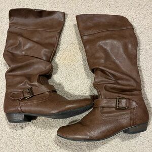 Mossimo Supply Co. Brown Heeled Boots with Buckle